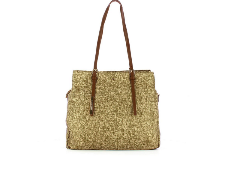 BORBONESE Shopper bag Large in Nylon Beige/Brown