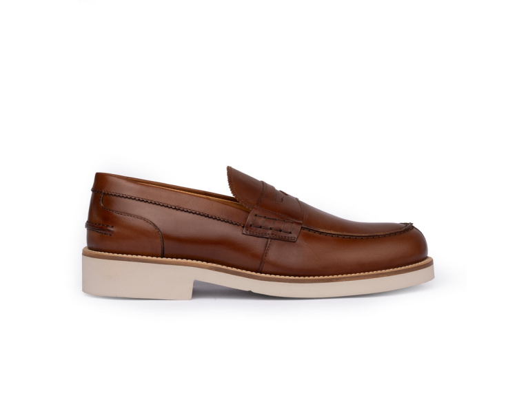 EXTON Mocassino Uomo in pelle Legno
